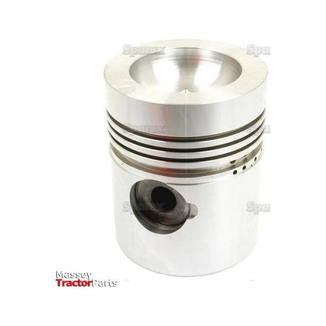 A close-up of a shiny, cylindrical Piston (Standard) - S.40414 from Sparex, featuring horizontal grooves and a specified bore diameter, from Massey Tractor Parts.