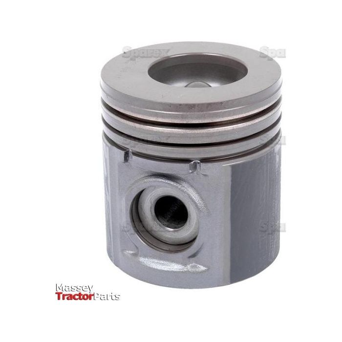 A metallic piston, branded "Sparex" with the product code S.43266, includes three grooved rings and a hole near the bottom corner. The piston features precise bore diameter measurements for optimal performance.