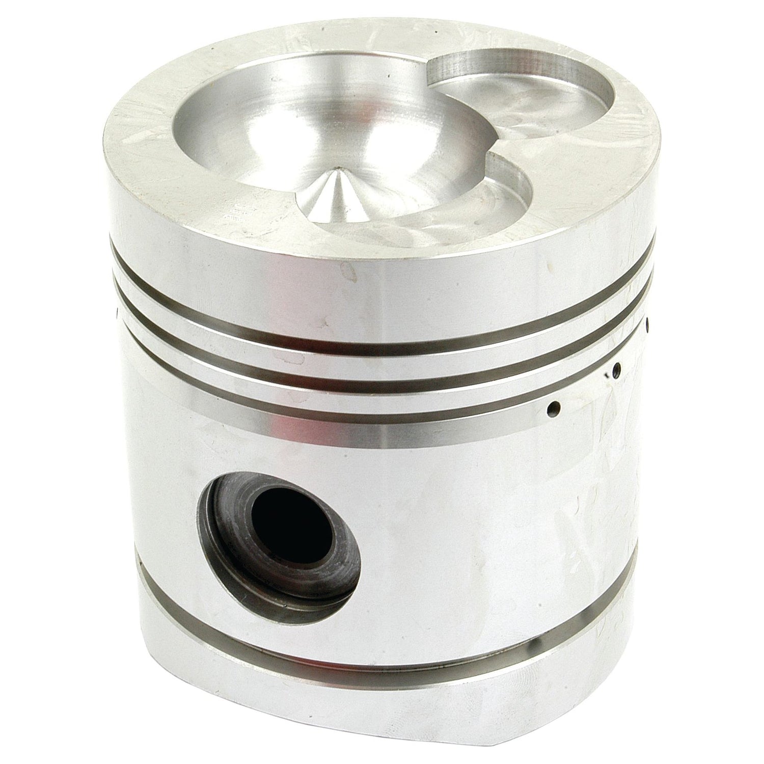 A detailed close-up of the Sparex Piston (Standard) - S.57506, showcasing its metallic build with grooves and a recessed top, emphasizing the precision-engineered bore diameter.