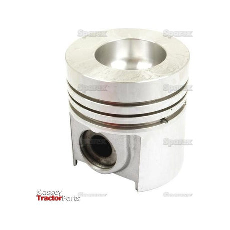 A metallic piston with grooves and slots for a Massey tractor, the Sparex Piston (Standard) - S.57627, is shown against a white background. The text "Massey Tractor Parts" in the lower left corner highlights its precise compression height.