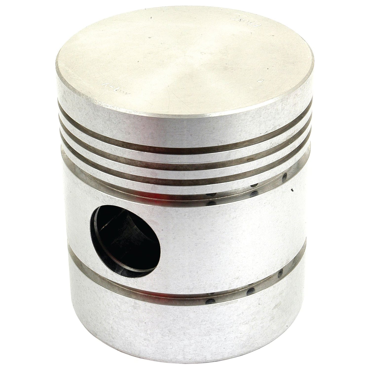 The Sparex Piston (Standard) - S.57629 is a cylindrical metal engine piston with a flat top, featuring three grooved rings and a central hole for the piston pin, designed to optimize compression height.