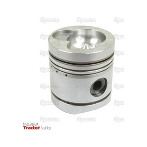 Close-up of a Sparex Piston (Standard) - S.57840 with multiple grooves and a hole on the side, against a white background. The piston features a distinctive top design with indentations, highlighting its precise length and compression height.