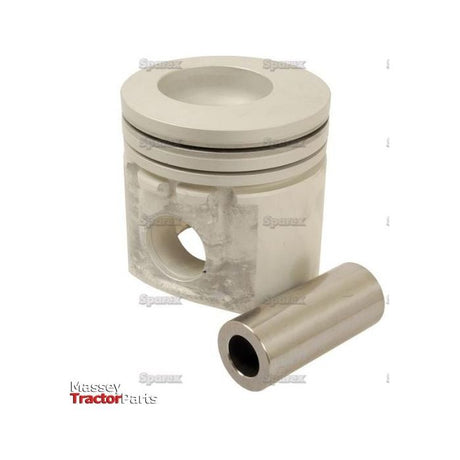 A Sparex Piston (Standard) - S.66521, ideal for internal combustion engines, placed on a white background with a "Massey Tractor Parts" logo in the bottom left corner. Detailed specifications such as Piston Length and Bore Ø are available for optimal fit and performance.
