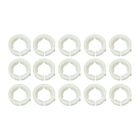 The image shows a grid of 15 identical white Sparex Plastic Bearing Sets, arranged in three rows of five, with each set meeting stringent product specifications. Each set corresponds to the Sparex Part Number S.119948.