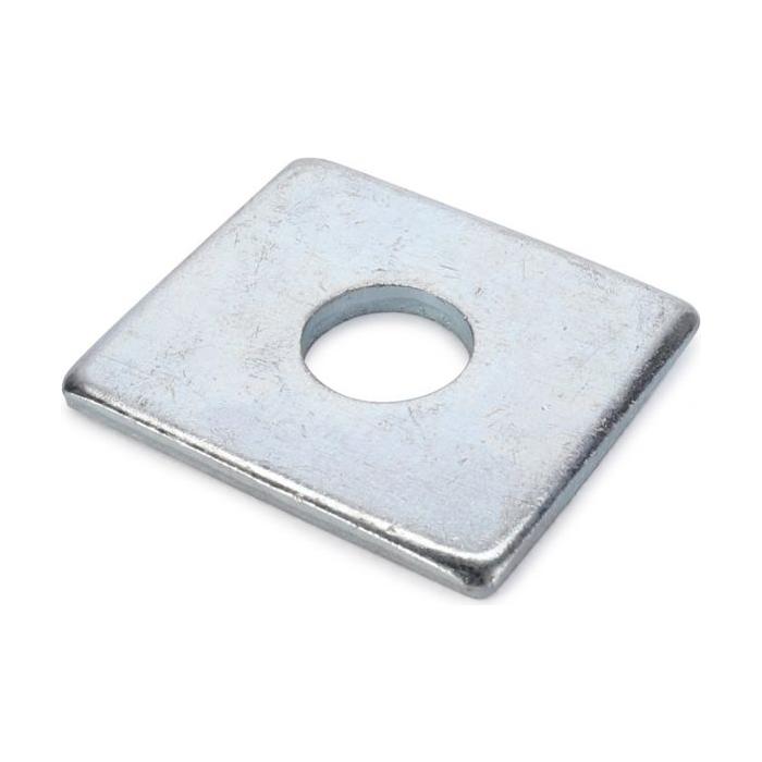 AGCO's Massey Ferguson - Plate Tank Mount - 826784M1, a square metal washer with a central hole, is shown on a white background. It is compatible with Massey Ferguson Pre-100 Series tractors.