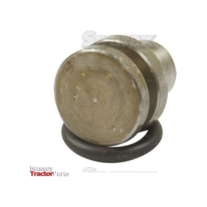 A metallic cylindrical component with two grooves and an accompanying black O-ring, displayed against a white background. The text "Massey Tractor Parts" is visible in the bottom left corner, indicating that this Sparex Hydraulic Lift Plug (Part No.S.60256) is compatible with Massey Ferguson models.