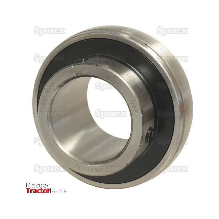 A close-up view of a cylindrical metal bearing with inner and outer rings, displayed on a plain white background. The words "Massey Tractor Parts" and "Sparex" are visible in the background, identifying it as the Sparex Plummer Block Bearing Insert (UC211) - S.18437 with a 100mm outer diameter.