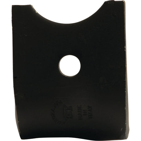 A black Sparex Power Harrow Blade 100x15x320mm LH, featuring a central hole with a diameter of 18.5mm and engraved text "Made in Italy," designed as a Kverneland replacement model MA46000151, under Sparex Part No.S.72420.