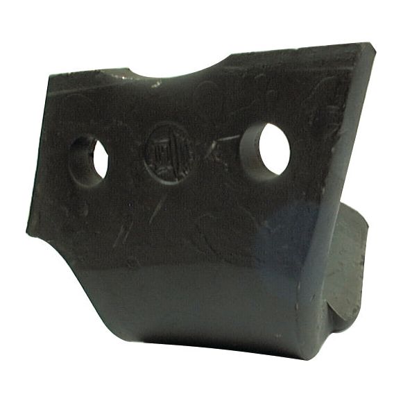 A Sparex Power Harrow Blade 110x16x300mm LH, featuring two circular holes with a 68mm center distance and a notch at the top, designed as a replacement for Kuhn model 52539500 (Sparex Part No. S.77258), displayed on a white background.