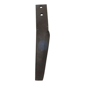 A single, black metal Power Harrow Blade 60x12x335mm RH from Sparex, featuring two mounting holes with a center distance of 44mm and a hole diameter of 12.5mm, ideal as a spare part or a replacement for Maschio (Part No. 10100262).