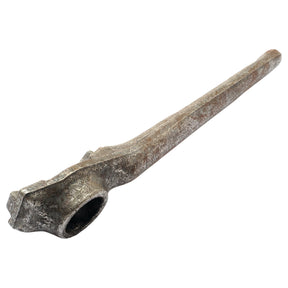 A heavy-duty, rusted pipe wrench with an elongated handle and an open adjustable jaw viewed from a slight angle, reminiscent of the robust craftsmanship seen in Sparex's Power Harrow Tine 380mm RH Replacement fitting for Lely 1.1699.0124.0 (Sparex Part No. S.79247).