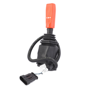 Ideal for Massey Ferguson 4200 Series tractor parts, the AGCO brand Power Shuttle Lever (3812630M92) features a red handle, black wired connector with protective casing, and includes a labeled white tag attached to the wiring.