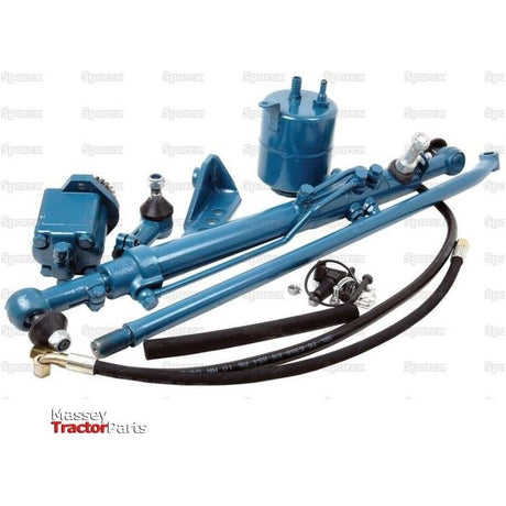 A Power Steering Conversion Kit (Not Original Type Kit) by Sparex, displayed against a white background with the text "Massey Tractor Parts" at the bottom. The kit includes various hydraulic parts such as hoses, a cylinder, and connectors for the Ford / New Holland 4000 series.