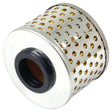 Close-up of a cylindrical metal oil filter, resembling the Power Steering Filter - Element (Sparex Part No. S.40160), with perforated holes and a black rubber gasket.