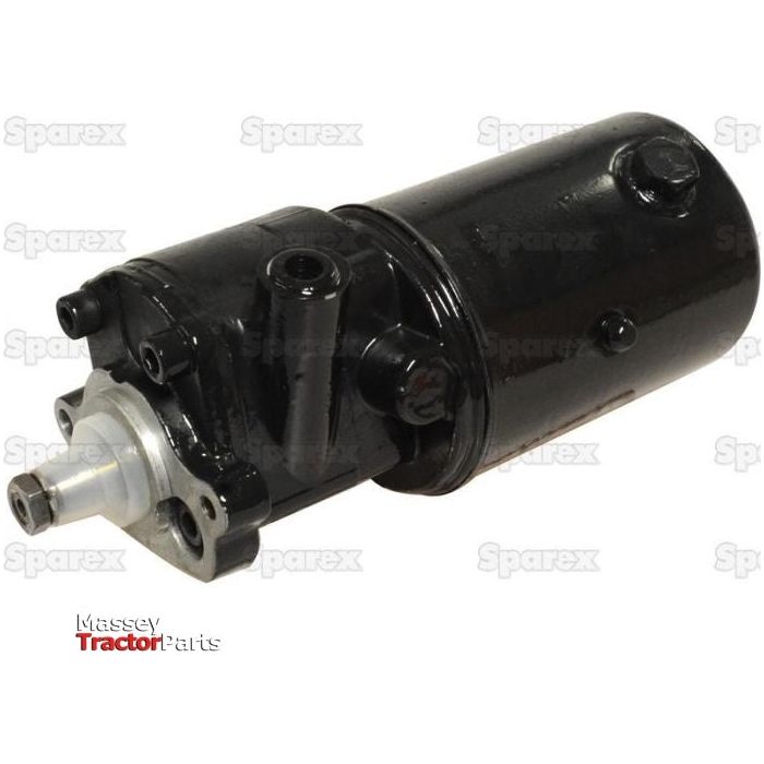 A black tractor starter motor set against a white background features the brand name "Massey Tractor Parts" in the bottom left corner. The image is watermarked with "Sparex." Ideal for Massey Ferguson models, it pairs perfectly with other essential parts, such as the Power Steering Hydraulic Pump | Sparex Part No.S.40155.