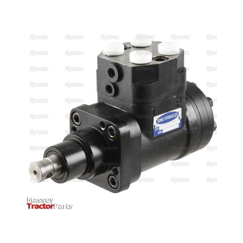 A Power Steering Motor labeled "Sparex Part No. S.67898" against a white background with subtle "Sparex" branding. Overlay text reads "Massey Tractor Parts." Ideal for Ford New Holland applications.