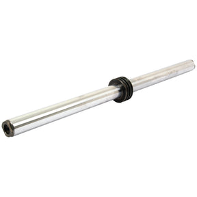 Introducing the Power Steering Rod | Sparex Part No.S.7825 by Sparex: a metal rod featuring a circular, black, rubber-like collar in the middle and threaded ends—ideal for those requiring components compatible with Ford New Holland equipment.