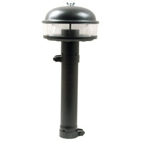 The Pre Cleaner, Sparex Part No.S.66397, from the reputable brand Sparex, boasts a sleek black finish and features a dome-shaped top with a transparent midsection. Mounted on a cylindrical post, this design seamlessly combines modern aesthetics akin to contemporary air filters to elevate the elegance of your outdoor space.