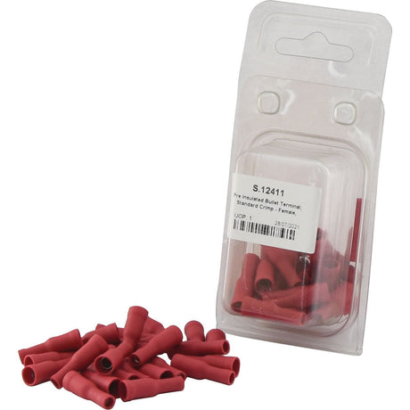 Pre Insulated Bullet Terminal, Standard Grip - Female, 4.0mm, Red (0.5 - 1.5mm) (Agripak 25 pcs.)
 - S.12411 - Farming Parts