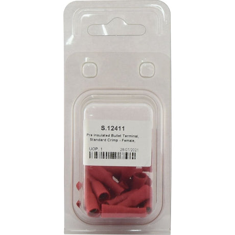 Pre Insulated Bullet Terminal, Standard Grip - Female, 4.0mm, Red (0.5 - 1.5mm) (Agripak 25 pcs.)
 - S.12411 - Farming Parts