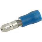 A Sparex Pre Insulated Bullet Terminal, Standard Grip - Male, 4.0mm, Blue (1.5 - 2.5mm) with a metal tip (Sparex Part No.S.21217).