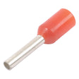 The Sparex Pre Insulated Pin Terminal, Standard Grip Red (Sparex Part No. S.51789), features a 1mm metal tube extending from the insulated end, specifically designed to secure electrical wires and ensure an optimal connection.