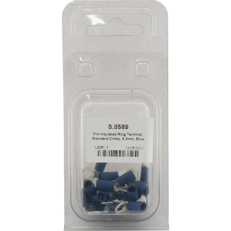 Pre Insulated Ring Terminal, Standard Grip, 5.3mm, Blue (1.5 - 2.5mm) (Agripak 25 pcs.)
 - S.8569 - Massey Tractor Parts
