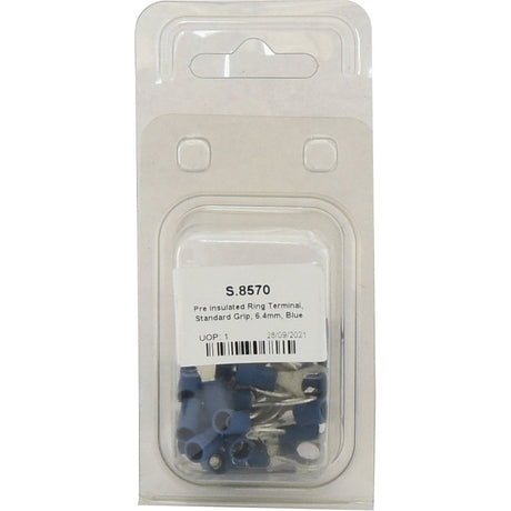 Pre Insulated Ring Terminal, Standard Grip, 6.4mm, Blue (1.5 - 2.5mm) (Agripak 25 pcs.)
 - S.8570 - Massey Tractor Parts