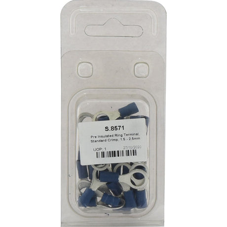 Pre Insulated Ring Terminal, Standard Grip, 8.4mm, Blue (1.5 - 2.5mm) (Agripak 25 pcs.)
 - S.8571 - Massey Tractor Parts
