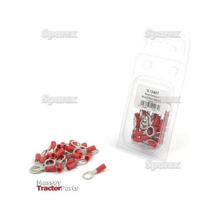 Pre Insulated Ring Terminal, Standard Grip, 8.4mm, Red (0.5 - 1.5mm) (Agripak 25 pcs.)
 - S.12407 - Farming Parts