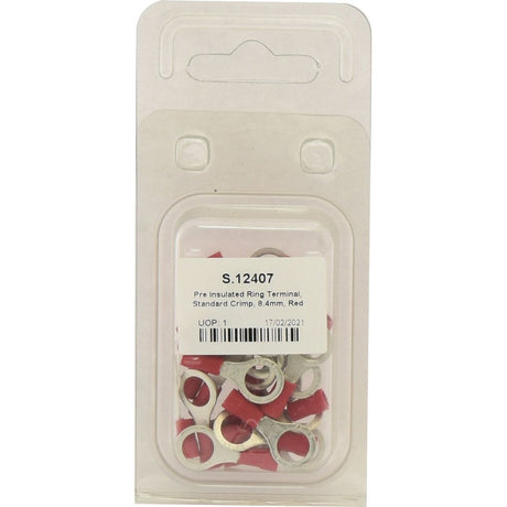 Pre Insulated Ring Terminal, Standard Grip, 8.4mm, Red (0.5 - 1.5mm) (Agripak 25 pcs.)
 - S.12407 - Farming Parts
