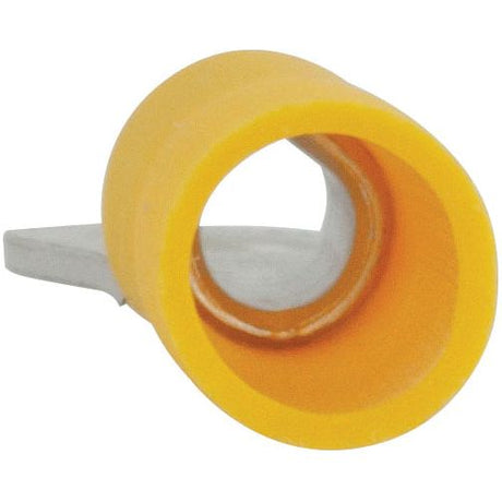 The Sparex Pre Insulated Ring Terminal, Sparex Part No. S.8552, features a yellow plastic ring with a metal tab extending from one side, offering a Standard Grip.
