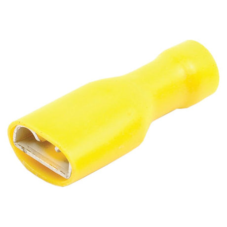 A close-up view of a Sparex Pre Insulated Spade Terminal, featuring a fully insulated yellow female connector designed for 4.0 - 6.0mm electrical wiring and rated for 24 Amps.
