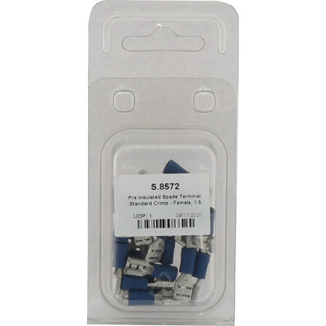 Pre Insulated Spade Terminal, Standard Grip - Female, 6.3mm, Blue (1.5 - 2.5mm) (Agripak 25 pcs.)
 - S.8572 - Massey Tractor Parts