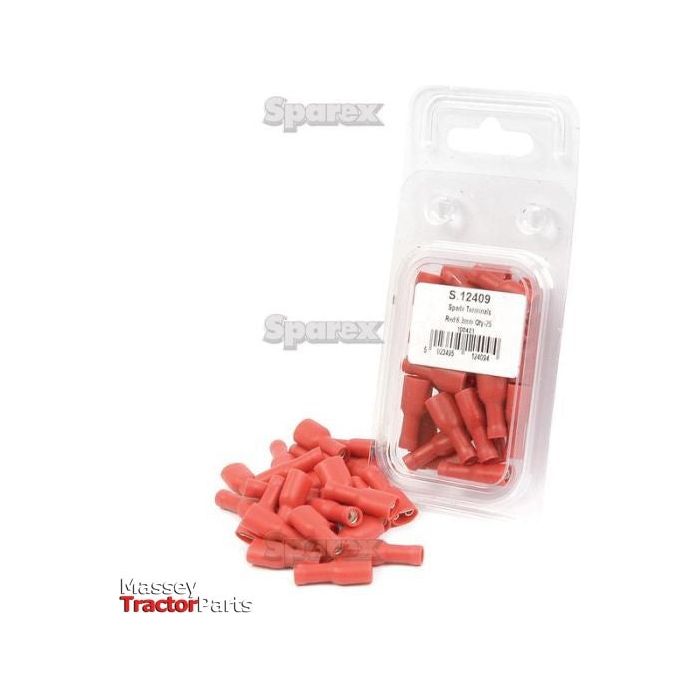 Pre Insulated Spade Terminal, Standard Grip - Female, 6.3mm, Red (0.5 - 1.5mm) (Agripak 25 pcs.)
 - S.12409 - Farming Parts