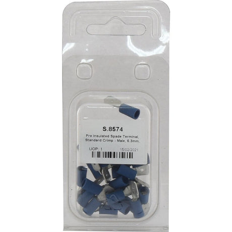 Pre Insulated Spade Terminal, Standard Grip - Male, 6.3mm, Blue (1.5 - 2.5mm) (Agripak 25 pcs.)
 - S.8574 - Massey Tractor Parts