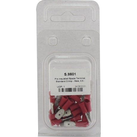 Pre Insulated Spade Terminal, Standard Grip - Male, 6.3mm, Red (0.5 - 1.5mm) (Agripak 25 pcs.)
 - S.8601 - Massey Tractor Parts
