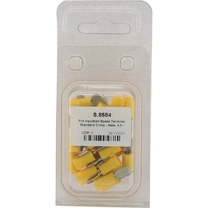 Pre Insulated Spade Terminal, Standard Grip - Male, 6.3mm, Yellow (4.0 - 6.0mm) (Agripak 25 pcs.)
 - S.8584 - Massey Tractor Parts