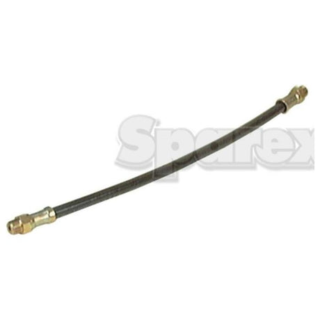 The Sparex Grease Gun Tube - Flexible (M10) 30cm, listed under Part No. S.30164, is a versatile hydraulic hose featuring brass fittings at both ends that can be used for fluid transfer in machinery and adapted as a grease gun tube with an M10 thread.