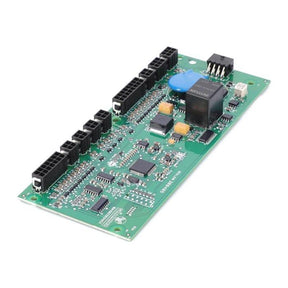 Featuring the Massey Ferguson - Printed Circuit - 6249010M1 by AGCO, this green printed circuit board is equipped with various electronic components, connectors, and chips that reflect the advanced engineering found in Massey Ferguson's DYNA 6 tractors.