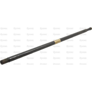 A black tubular object with textured ends, identifiable as a propellor shaft, is laid horizontally against a plain backdrop, reminiscent of the robust components found in Case IH MAXXUM machinery. This component is known as Propellor Shafts by Sparex, Part No. S.129462.