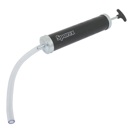 The rugged Pump-Suction Gun - S.25463 by Sparex features a black body, flexible vinyl hose, and a handle for efficient manual oil fluid extraction.