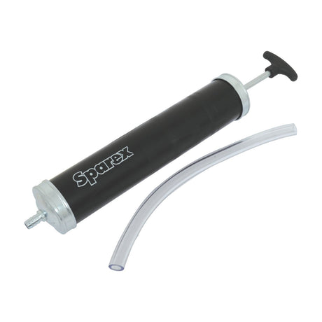 A black hand-operated grease gun with the brand name "Sparex" printed on it, featuring a clear flexible vinyl hose, known as the Pump-Suction Gun - S.25463.