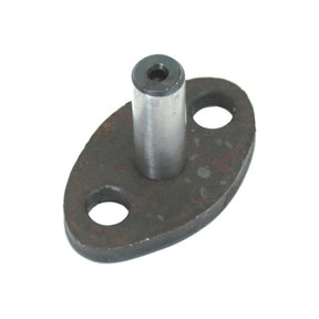 A Sparex Pump Support Peg (Sparex Part No.S.41553) features an oval metal plate with two holes and a central cylindrical protrusion, ideal for your Massey Ferguson equipment.