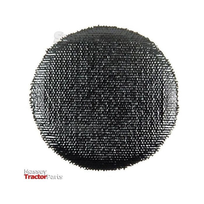 A REPAIR PATCH-REINFORCED-40MM (Sparex Part No. S.19807) from Sparex, featuring a round black metal mesh screen with the text "Massey Tractor Parts" in the bottom left corner, ideal for workshops handling sidewall repairs and more.