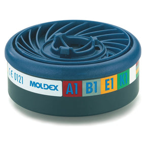 Close-up of a Sparex RESPIRATOR-CARTRIDGE ABEK (PR), labeled A1, B1, E1, and K1, identifiable by its blue and black circular design.