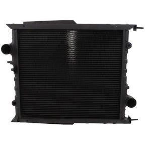 The image displays an automotive radiator, specifically the Fendt - Radiator - G117201050100 by AGCO, featuring black cooling fins and hoses attached on either side, as used in Fendt models such as the Farmer 307 C or FARMER 309 C.