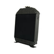 Image of a Radiator - S.22503 by Sparex, black and standing upright, displaying its front-facing cooling fins and top-mounted filler cap.