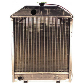 A close-up view of a car radiator, model S.42802 by Sparex, featuring metal fins and a Sparex radiator cap on the top.