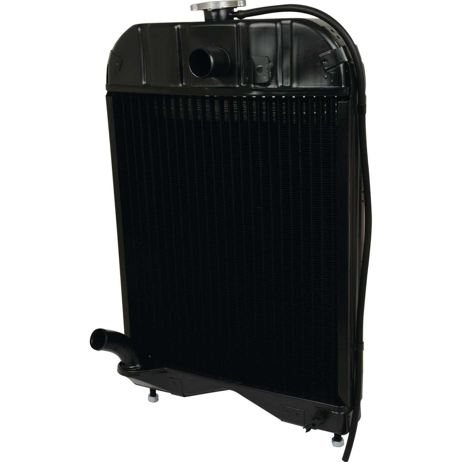 The Sparex Radiator - S.43561 is a black automotive radiator featuring a straight top hose connection and bottom hose outlet, specifically designed to meet the cooling needs of the 23C 4 Cyl Diesel Engine.